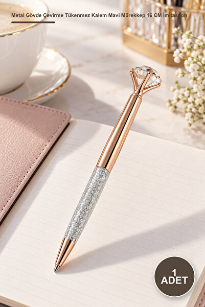 Yenilig 1 Piece Diamond Headed Pen – Metal Body Flip Ballpoint Pen Blue Ink 1...