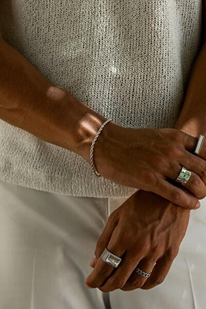 New Obsessions 3 mm |   Silver Color Twisted Steel Men's Bracelet