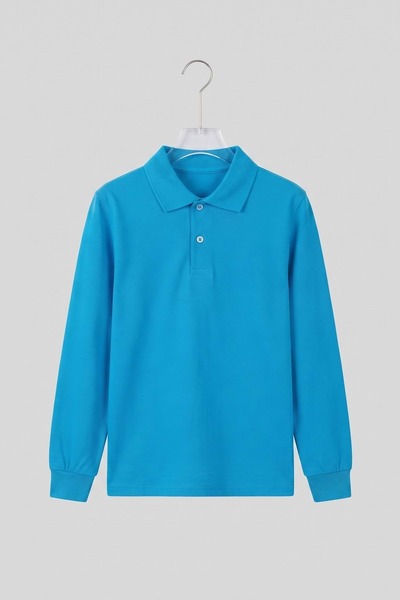 Mnk Baby&Kids Cotton Polo Collar Long Sleeve Plain School T-Shirt M00866 Turq...