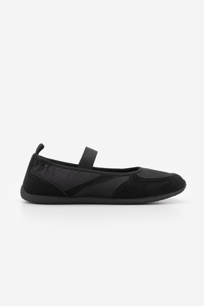 Marjin Kadın Sneaker Süet Dokulu Bantlı Günlük Spor Babet Sneaker Ronda Siyah Süet