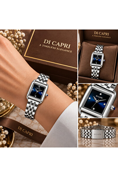 Generic Brand ساعة DI CAPRI النسائية الفضية بميناء أزرق LOOSTER TIME