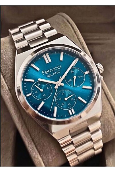 Ferrucci Men's Functional Calendar Metal Strap Wristwatch with 2 Years Warranty