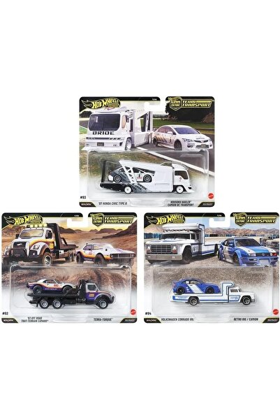 HOT WHEELS Premium Team Transport 2026 Mix 3'lü Set Honda Civic Camaro Volksw...