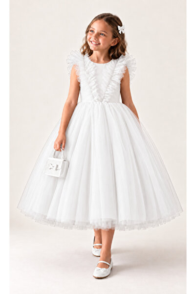 EYLÜL ELİF BUTİK Girls' Ruffled Tulle Princess Dress – Birthday and Special O...