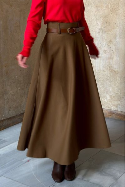 fayaboutique.com Hardal Gabardin Kumaş Kloş Etek