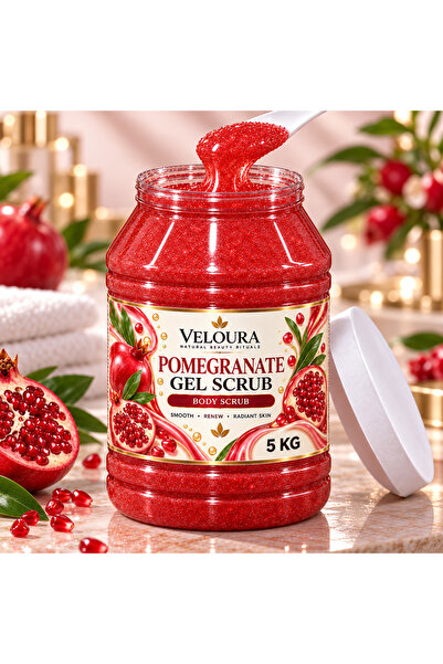 Veluora POMEGRANATE GEL SCRUB 5KG – FRUITY & REFRESHING EXFOLIATING BODY SCRUB FOR HANDS, FEET & BODY