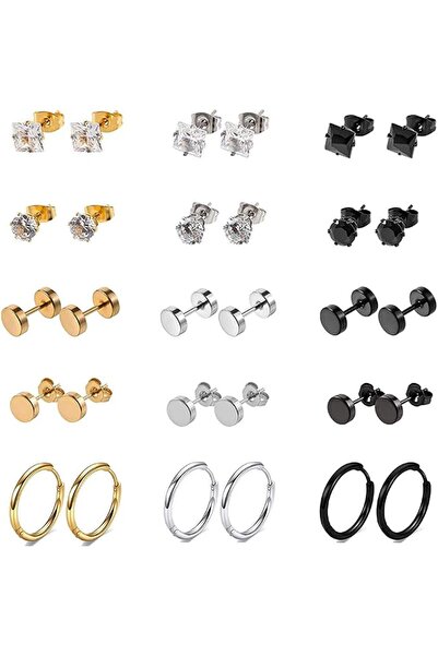 OriTi 316L Surgical Stainless Steel Stud Earrings Set for Women Mens Small Ho...