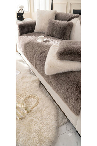 baladı home ev tekstil home collection kalın peluş koltuk örtüsü oturma alanı...