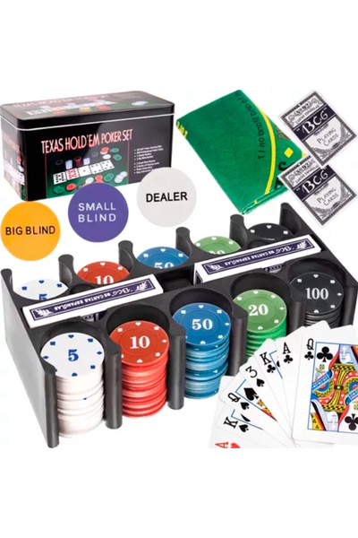 Selgot Set de poker Texas, 200 jetoane, cutie metalică