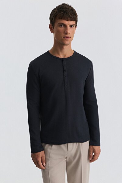 Antioch 100% Cotton Buttoned Collar Ribbed T-Shirt