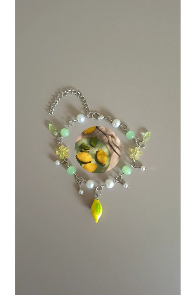 glactuca craft Lime Lemon Charm Murano Bracelet Y2K