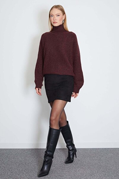 Fulla Moda Elastic Waist Mini Suede Skirt