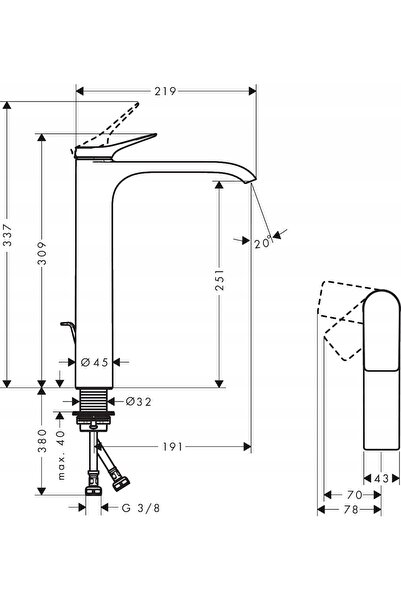 Grohe HANSGROHE Vivenis 250 CoolStart 75044000 Baterie lavoar cromată