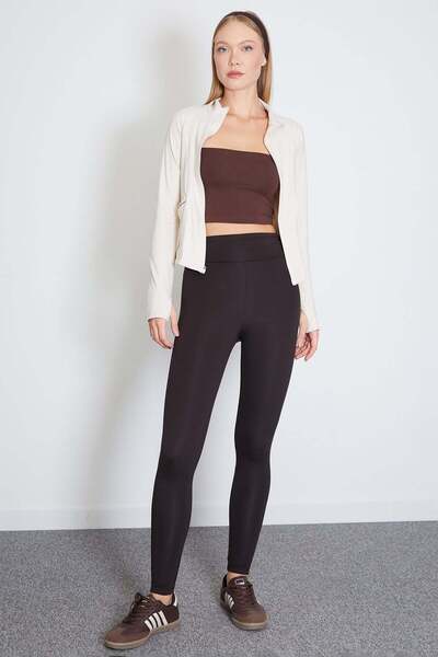 Fulla Moda Diver Fabric High Waist Leggings with Side Draping