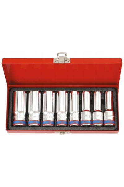 King Tony Set de piulițe 1/2 ", 8 bucăți Poligon lung cu 12 laturi. 12 - 23mm...