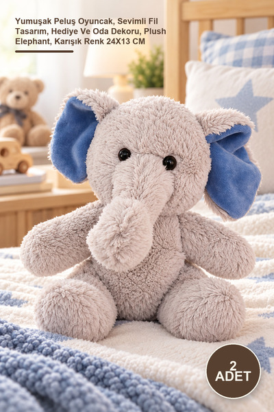 Yenilig 2 Pieces Plush Elephant – Soft Plush Toy, Cute Elephant Design, Gift ...