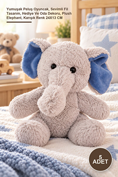 Yenilig 5 Pieces Plush Elephant – Soft Plush Toy, Cute Elephant Design, Gift ...