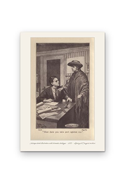 OEM Poster Carton 250g A4, Ilustratie Antica de Carte cu Dialog Dramatic 1883...