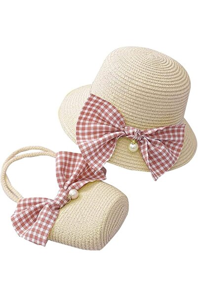 Alybrol Summer Elastic Wide Brim Hat for Toddler Girls with Bowknot Straw