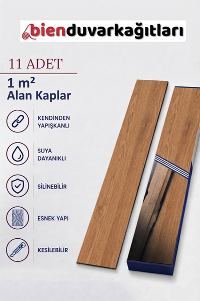 Bien Home 11 Adet, 60x15 Cm 1 m² Açık Gri Meşe, Gri-Bej Tonlarında Esnek Yıkanabilir Kesilebilir Silinebilir Zemin Duvar Parke Yer Döşemesi Kendinden Yapışkanlı PVC Zemin Kaplaması -Z003