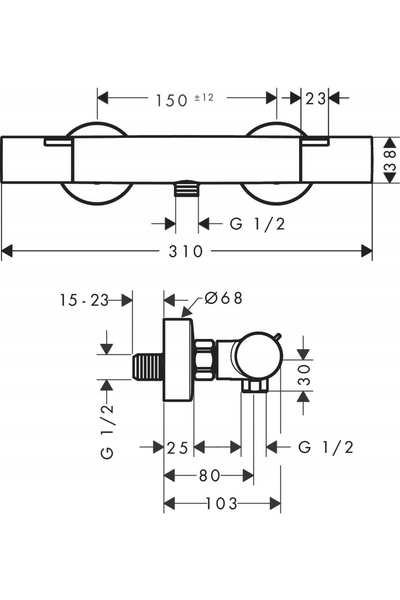 Hansgrohe Baterie de duș Ecostat Fine 13324000 Crom