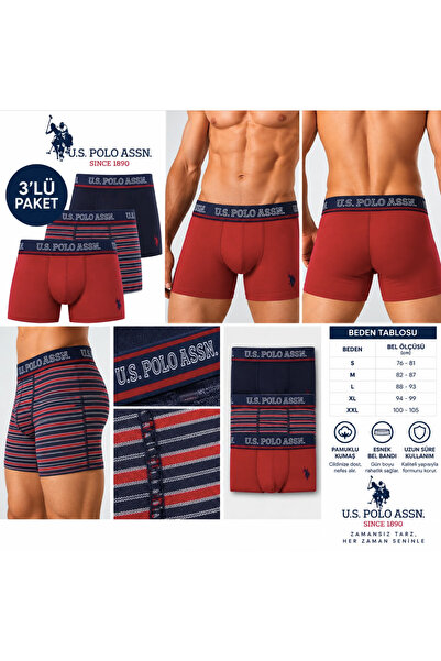 U.S. Polo Assn. Men'S, 100% Cotton, 3 Pieces Boxer Briefs (Boxed)