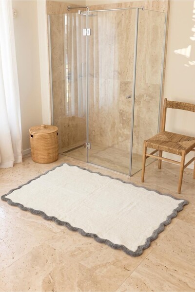 İrya Scallop Tekli Bambu Banyo Paspası 100x150 Cm Gri