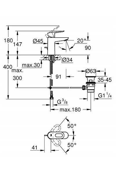 Grohe Baterie de lavoar monocomandă BauLoop 23803000 Crom