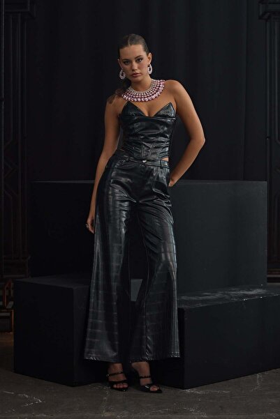 NOK İSTANBUL The Reign Croco Pant Black