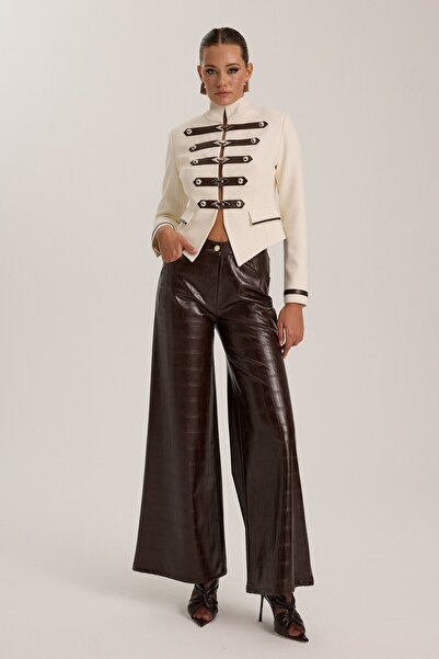 NOK İSTANBUL The Reign Croco Pant Brown