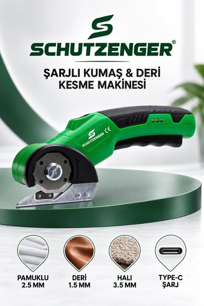 SCHUTZENGER Type-C ŞARJLI KUMAŞ DERİ KESME MAKASI PROFESYONEL HIZLI KESİM GER...