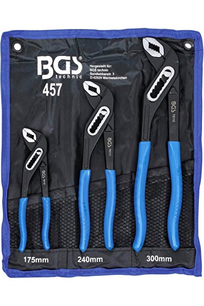 BGS technic Clește reglabil pentru țevi KPL 3 bucăți BGS