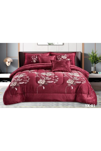 Moon 6-Piece Bedding Set Nefren Winter Soft Velvet Filling with Elegant Fur V...