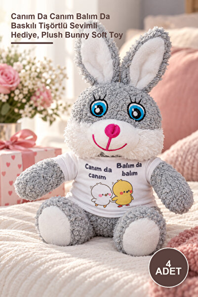 Yenilig 4 Pieces of Plush Rabbit Toys – Cute Gift with the Text "My Love, My ...