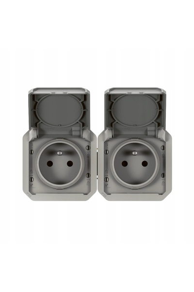 Legrand PLEXO Priză dublă etanșă IP55 încastrată gri 069562L