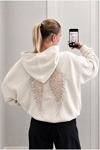 Gofeel Wings Sırt Dantel Detaylı Oversize Sweatshirt