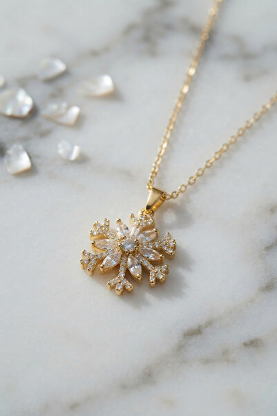 GeeS Global 316L Steel Chain Gold Color Snowflake Model Women's Necklace