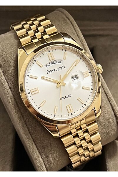 Ferrucci Men's Functional Calendar Metal Mesh Cord Wristwatch with 2 Years Wa...