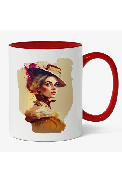 INOVATIX Cana alba personalizata,Pictura Curgatoare,Portret Fata Palida Palar...