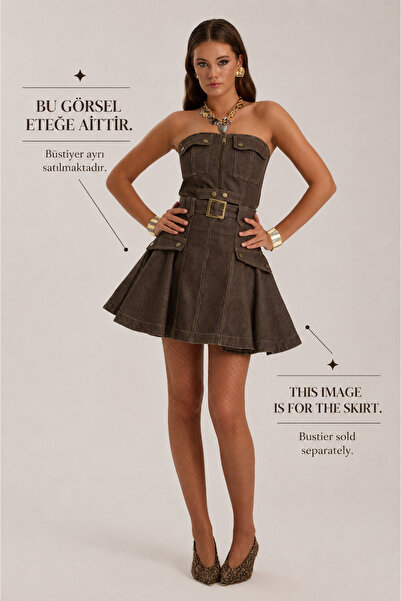 NOK İSTANBUL The Force Denim Skirt CHOCOLATE