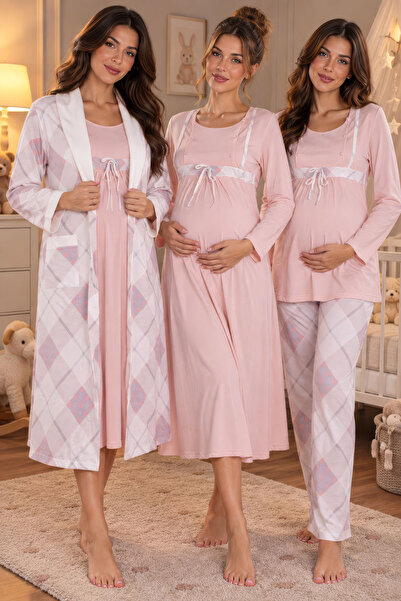 ByLohusa Soft Textured 100% Cotton Maternity Set Effortt - Powder