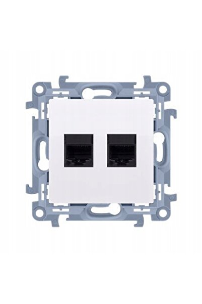 Kontakt-Simon Simon 10 Priză de internet 2xRJ45 cat.6 ecranată albă C62E.01/11