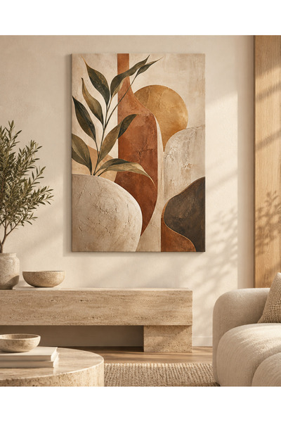 TabloPro Modern Bohem Botanik Soyut Kanvas Tablo | Terracotta Bej Zeytin Yeşi...