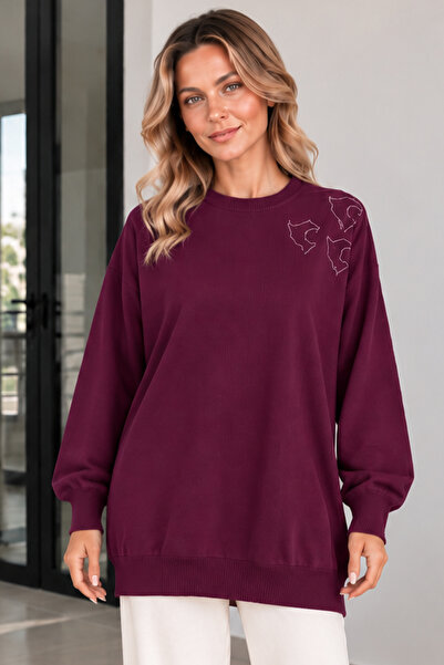 benguen Embroidered Mercerized Tunic N3315 Plum