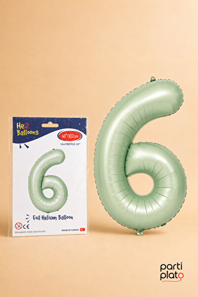 He2 Balloons بالون من رقائق الفويل باللون الأخضر المائي، رقم 6، مقاس 40 بوصة ...