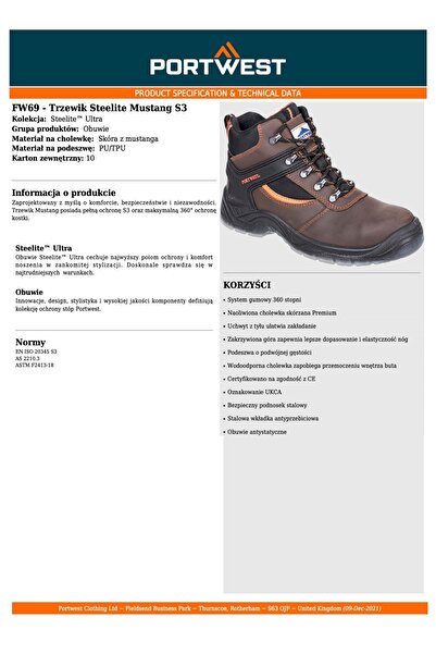 PORTWEST STEELITE FW69 46 Încălțăminte de lucru