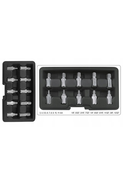yato SET EXTRACTOARE PENTRU ȘURUBURI DETERIORATE 3-11mm 10 PIESE YT-05890