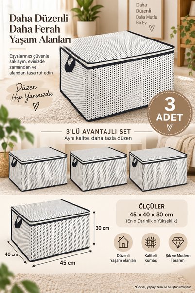 BEST CONCEPT 3 ADET- Lacivert Puantiyeli Mini Boy Baza Altı Yastık Yorgan Kaz...
