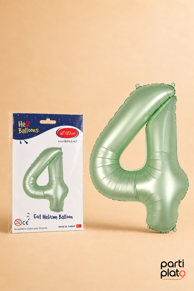 He2 Balloons بالون من رقائق الفويل باللون الأخضر المائي، رقم 4، مقاس 40 بوصة ...