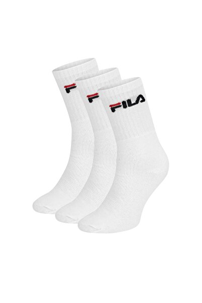 FILA Șosete lungi unisex albe F9505-AW24 (pachet de 3)